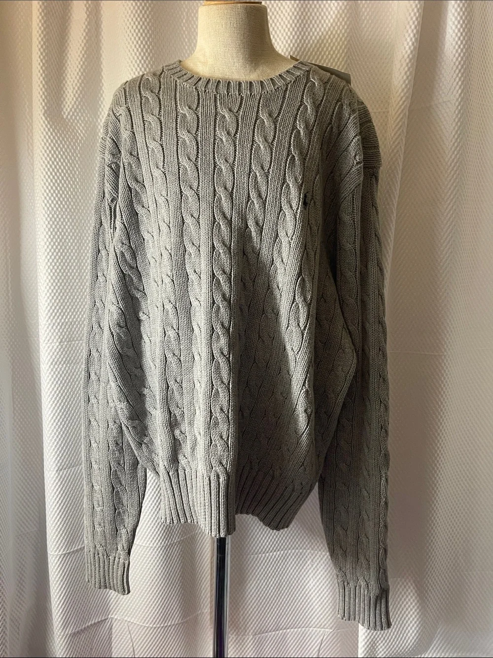Polo by Ralph Lauren Gray Cable Knit Crewneck NWT Sweater size medium